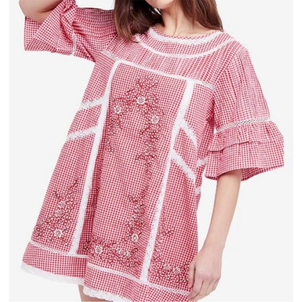 Free people red gingham dress